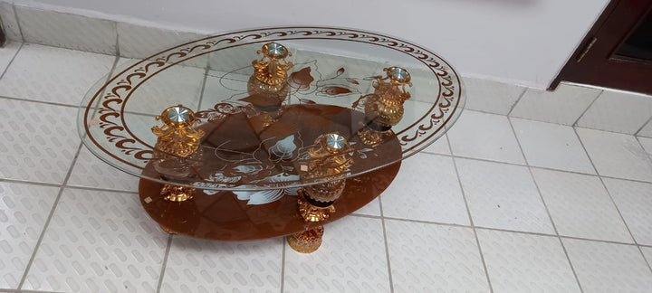 Glass Table #1 2021 Egg Shape Brown & Gold