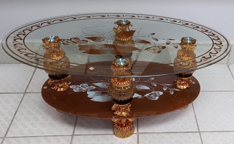 Glass Table #1 2021 Egg Shape Brown & Gold