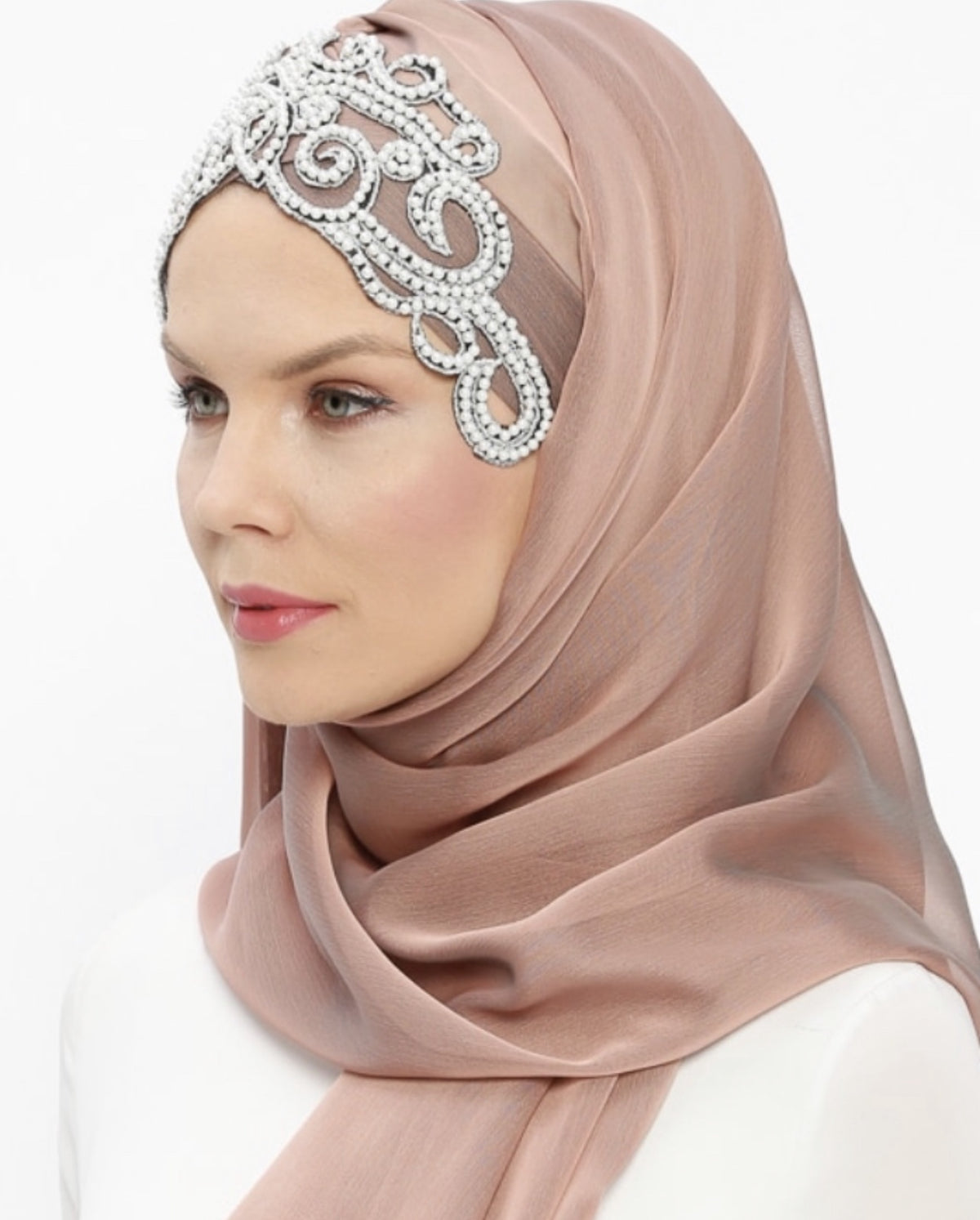 Hijab Scarf Chiffon with Bead & Rhinestone