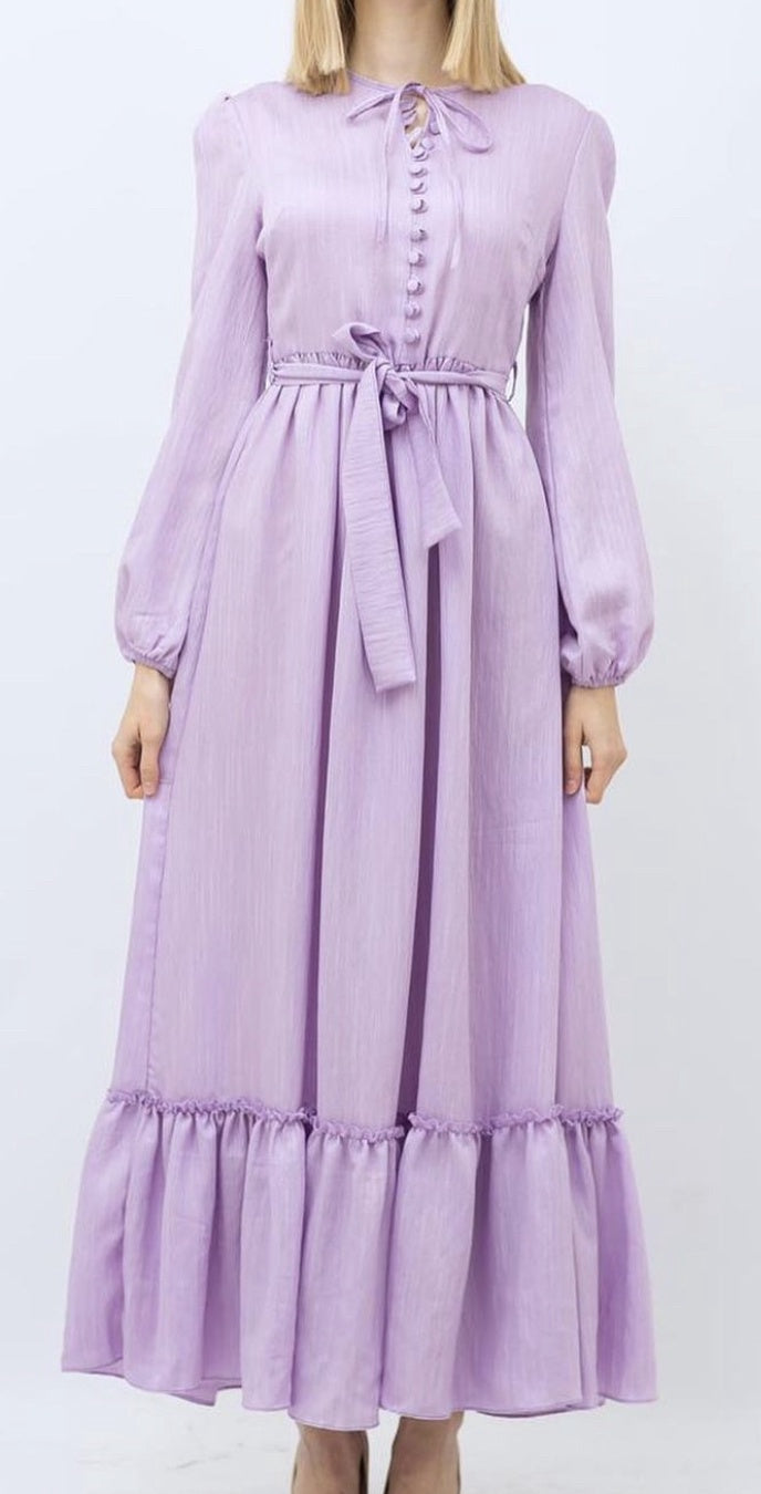 Dress Button Detail W/WAISTBAND Beige / Lilac / Black