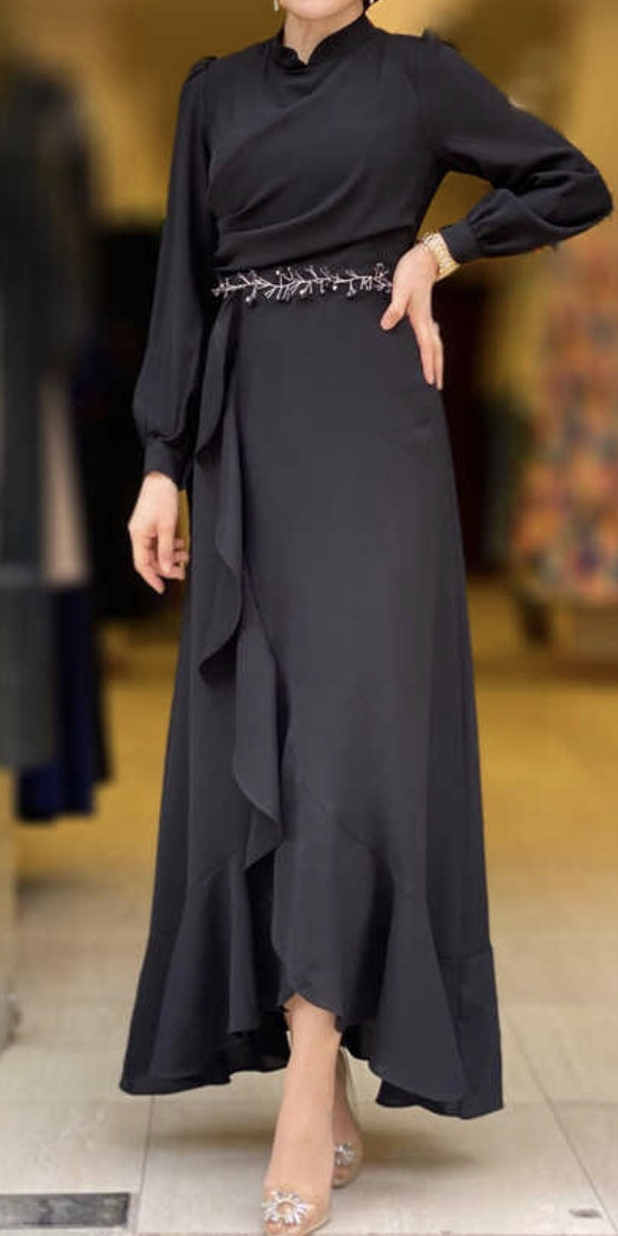 Dress Faux Wrap Purple / Pink / Black / Navy Blue