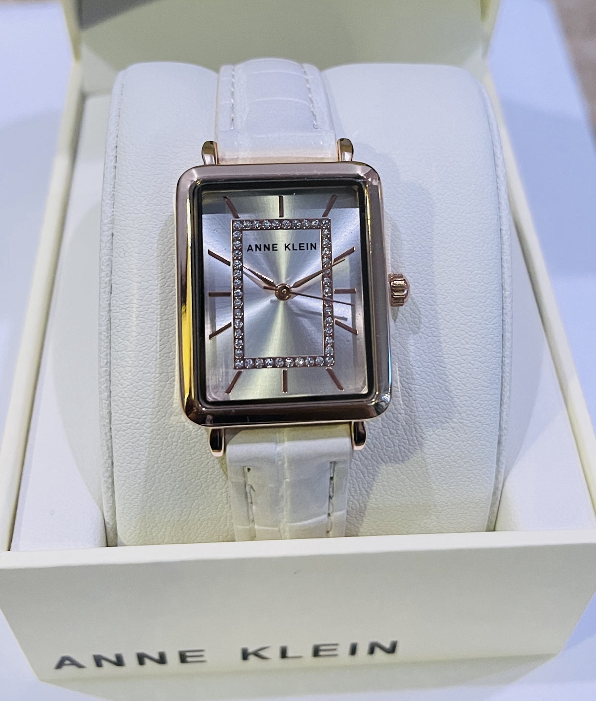 ANNE KLEIN Watch Women's Leather Ivory 3820RGIV