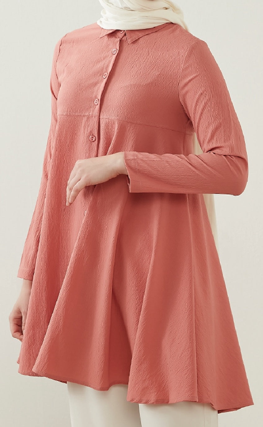 Top Tunic Button Down Pink