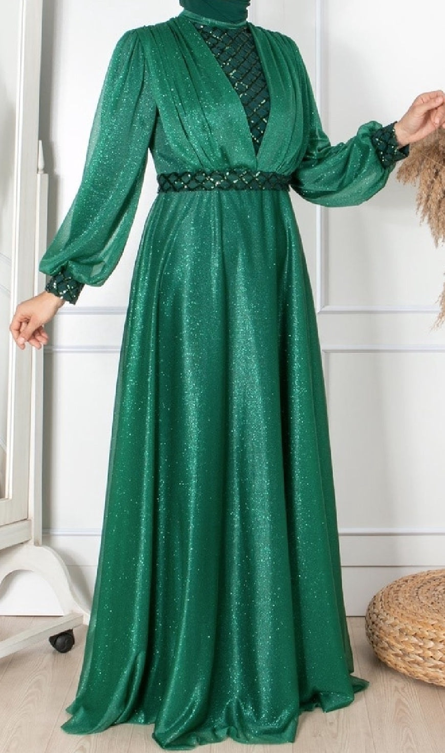 Dress Evening Occasion Plus Emerald/ Black