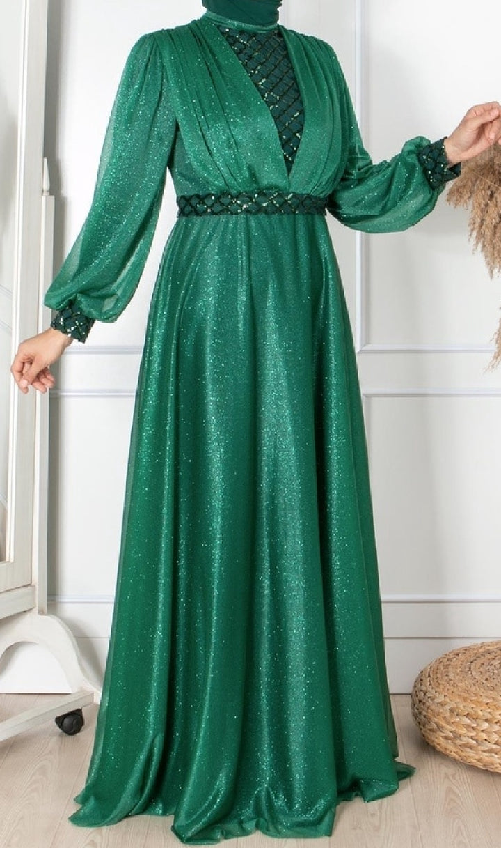 Dress Evening Occasion Plus Emerald/ Black