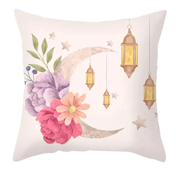 Eid / Ramadan Cushion Cover Floral Print / White