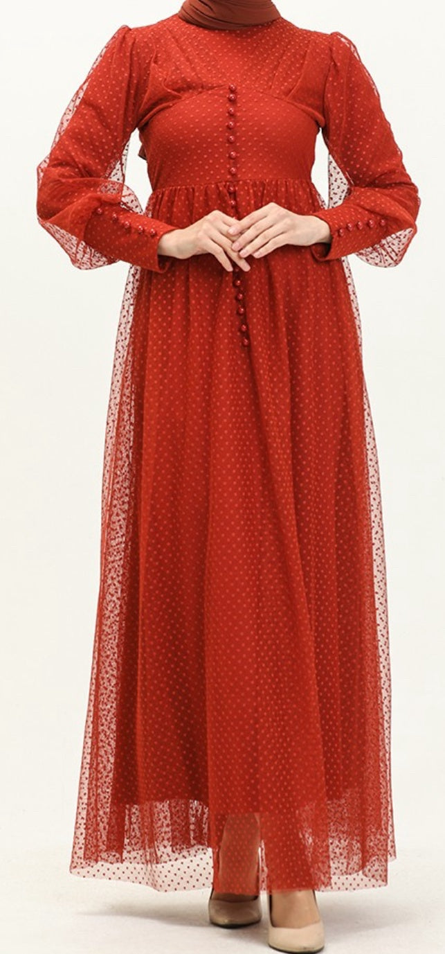 Dress Lined Tulle Rust / Salmon