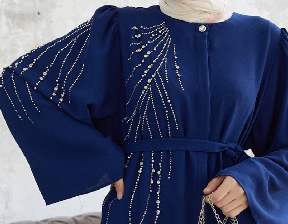Gown Abaya Embellished Blue / Rose / Camel