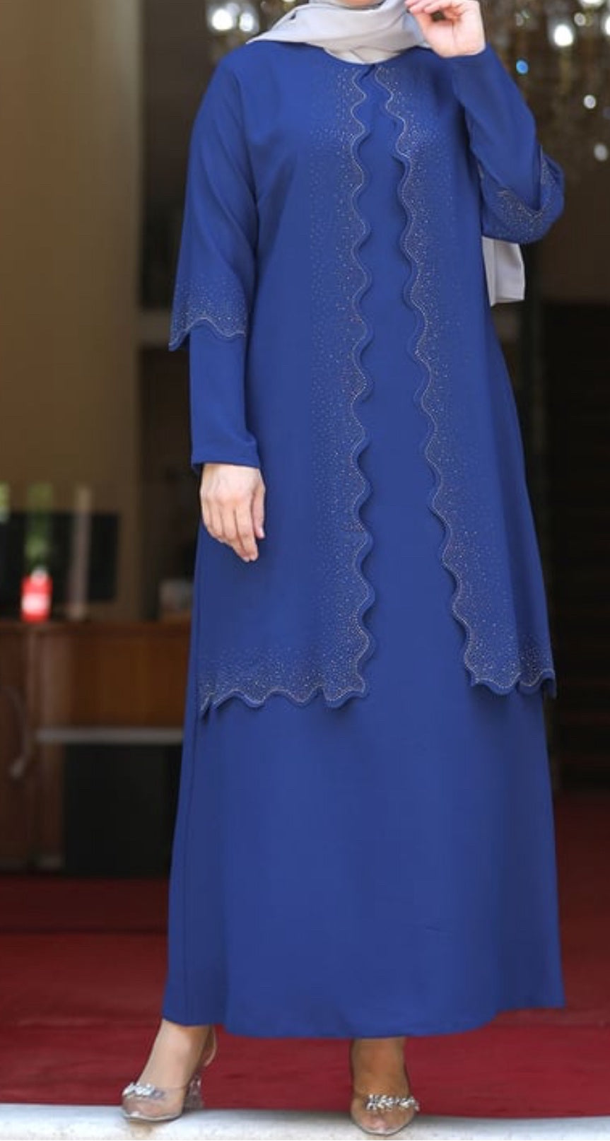 Gown Abaya Plus Mauve / Blue