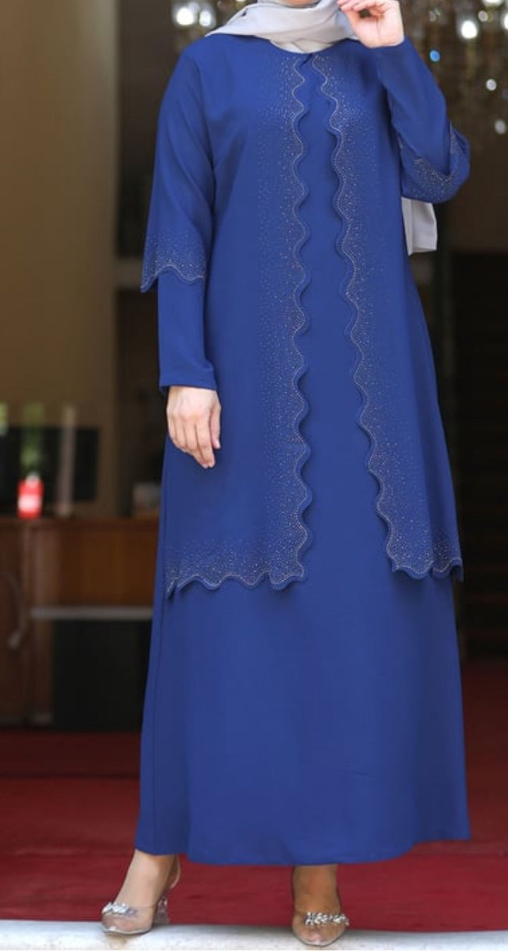 Gown Abaya Plus Mauve / Blue