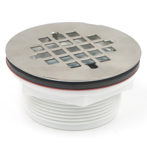 KIOTTO Shower Drain 4" PVC with Stainless Steel Top 2" PVC Threaded Spud #SH50005
