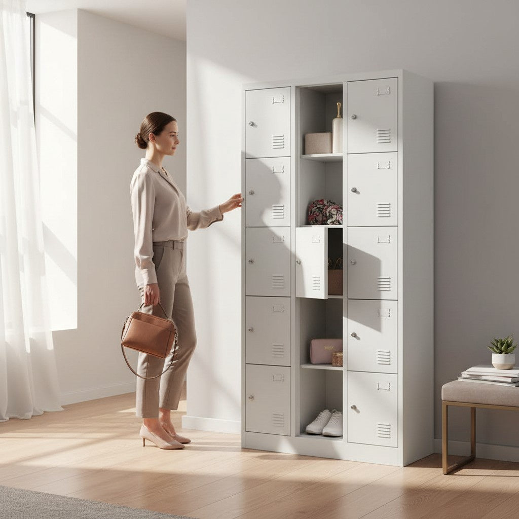 HONDUR Locker Storage 15 Door with Keys Grey HQF-BCC-L3B5