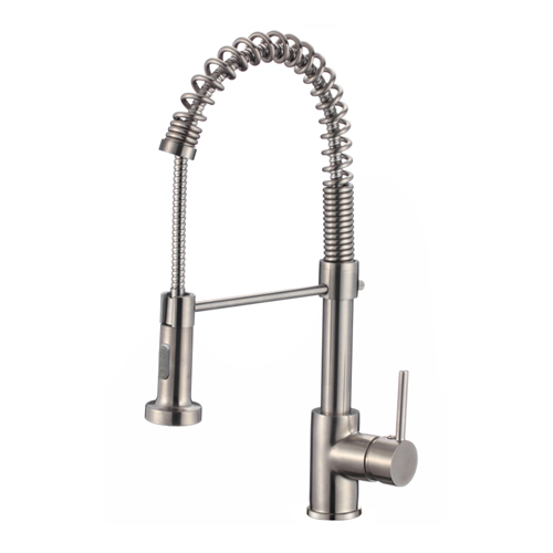 KIOTTO Kitchen Faucet Single Handle Pull Down Sprayer Brush Nickle #62J07SBN
