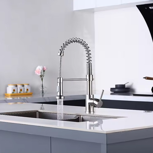 KIOTTO Kitchen Faucet Single Handle Pull Down Sprayer Chrome #62J07SC