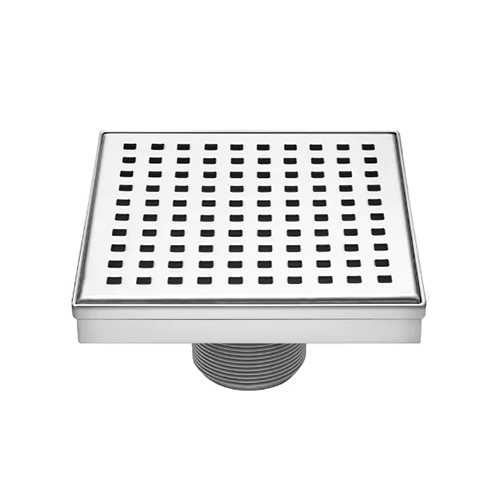 KIOTTO Shower Drain 6" Grid Stainless Steel Silver with Hair Filter #114S6
