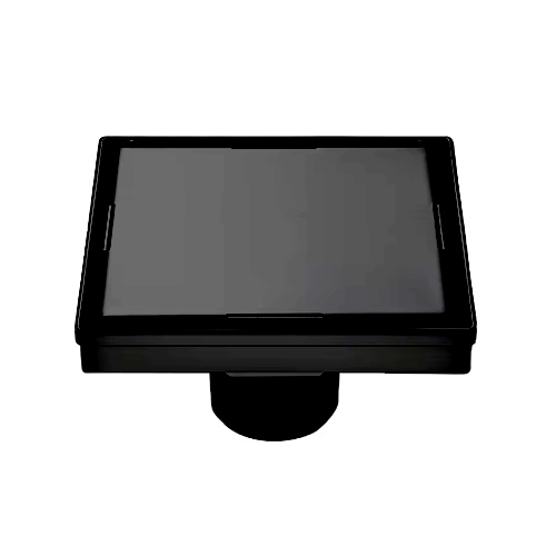 KIOTTO Shower Drain 4" Smooth Stainless Steel Matt Black with Hair Filter #122B4