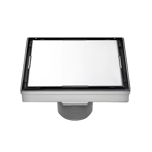KIOTTO Shower Drain 6" Smooth Stainless Steel Silver with Hair Filter #122S6