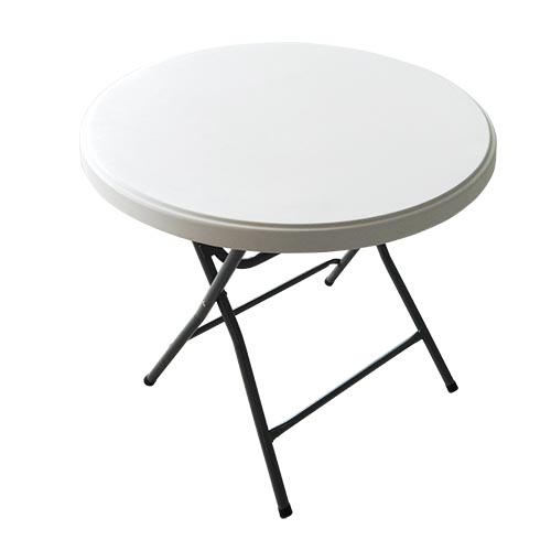 CLIFFSIDE Table Folding Plastic White Cocktail 2.63FT GQT-HYY80 Stright Round 31.5" X 43.5"