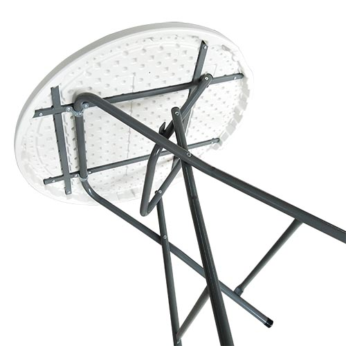 CLIFFSIDE Table Folding Plastic White Cocktail 2.63FT GQT-HYY80 Stright Round 31.5" X 43.5"
