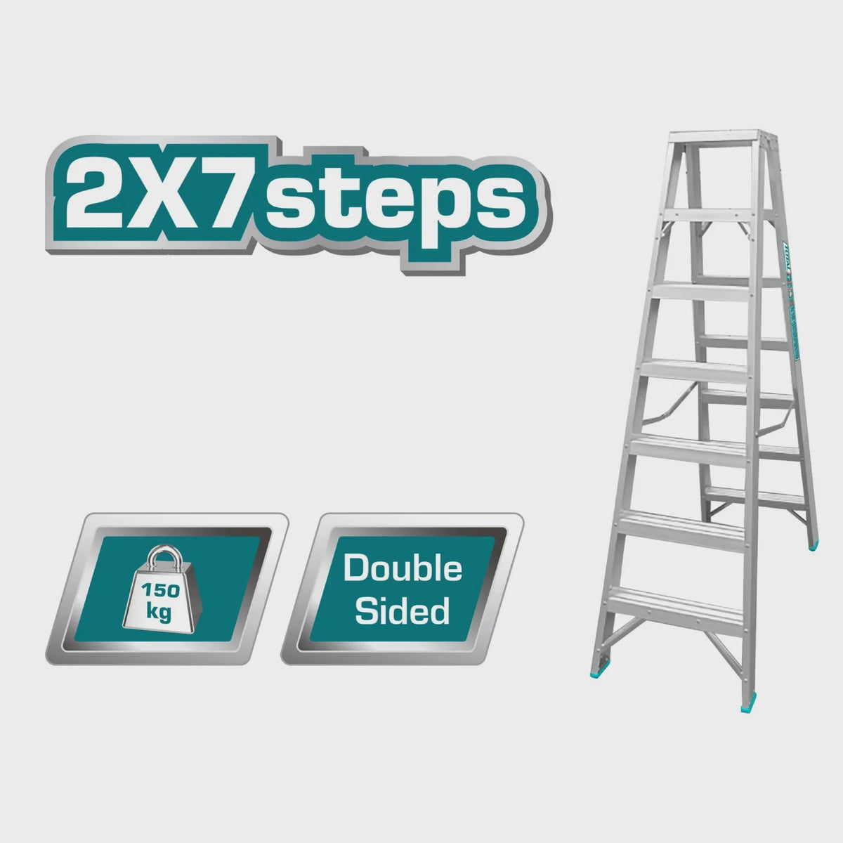 TOTAL Ladder 7 Step Aluminium THLAD01071 Double Side