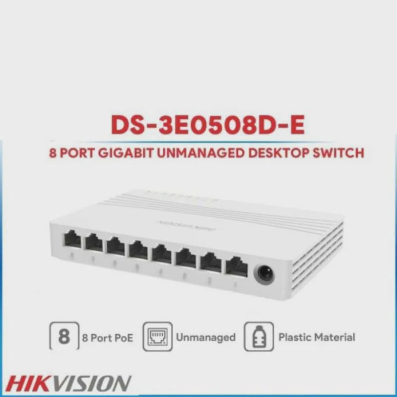 HIKVISION Security Computer Hub Switch 8 Port DS-3E0508D-E Gigabit