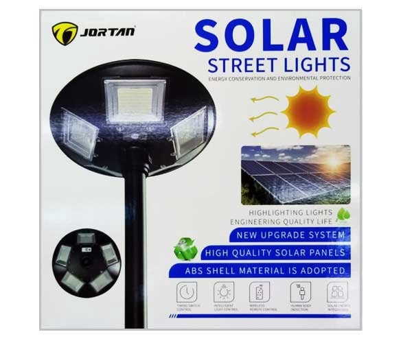 JORTAN Lamp LED Solar Ufo 300W JT-TY-300W + Wall Pole Curve Street 5-WAY BUILT-IN Panel