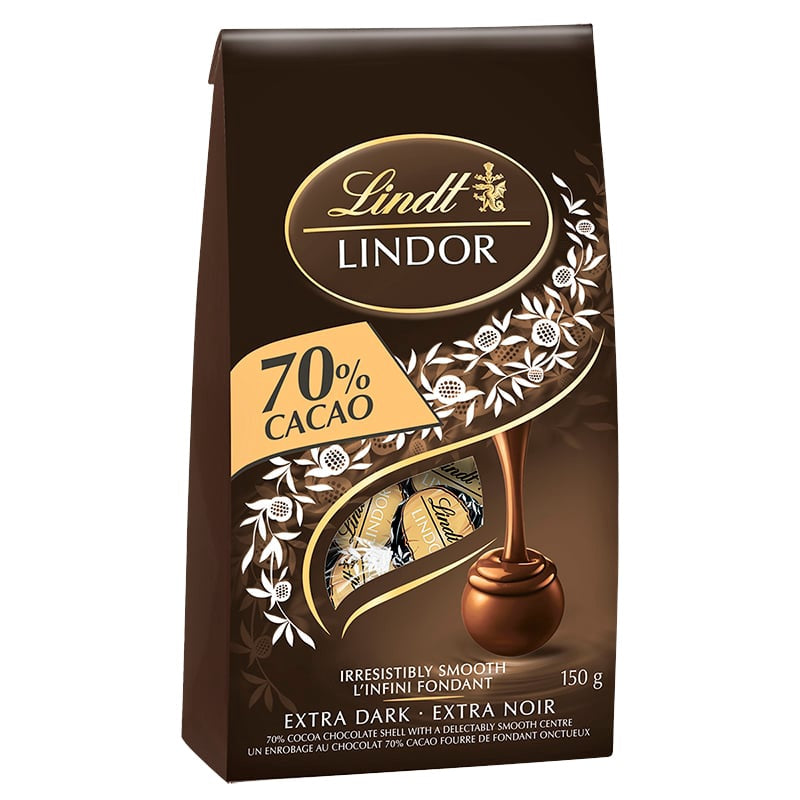 LINDT Lindor Extra Dark Lindor Milk Chocolate 70% Cacao 150G