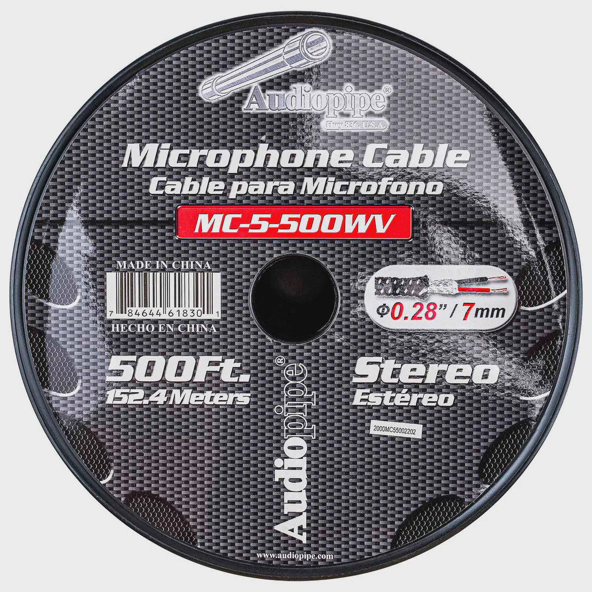 AUDIO PIPE Microphone Cable MC-5-500WV Woven Jacket Sold Per Yard