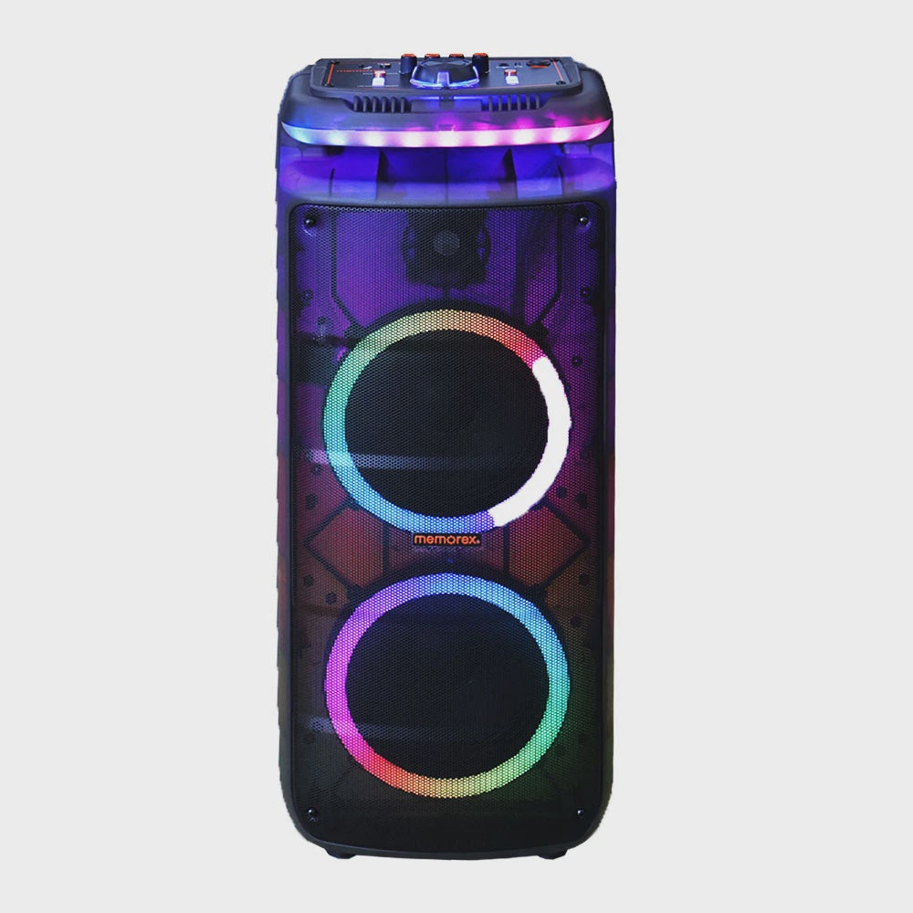 MEMOREX Speaker Box 8" MX-PS821 Dual Lighted Party Powered Sold Each