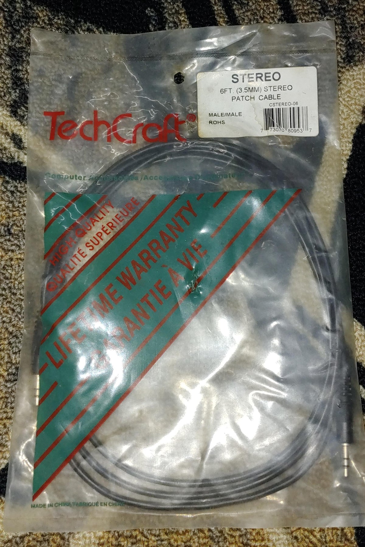 TECH CRAFT Lead 3.5MM Male Stereo to 3.5MM Male Stereo 6' CSTEREO-06 Techcraft