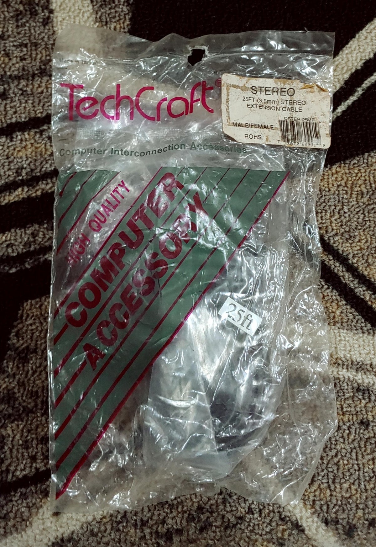 TECH CRAFT Lead 3.5MM Male Stereo to 3.5MM Female Stereo 25' CSTER-25MF