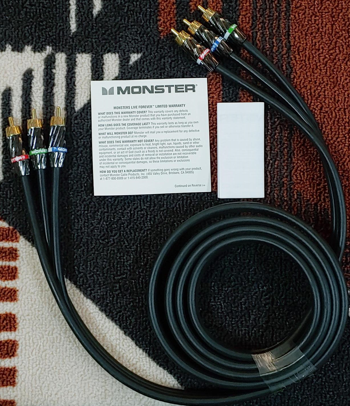 MONSTOR Lead 3 Rca Male to 3 Rca Male 6.56' 121918-00 Monster
