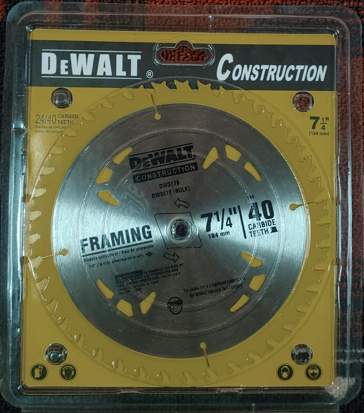 DEWALT Blade Circle 7 1/4" 40T P/CASE DW3578