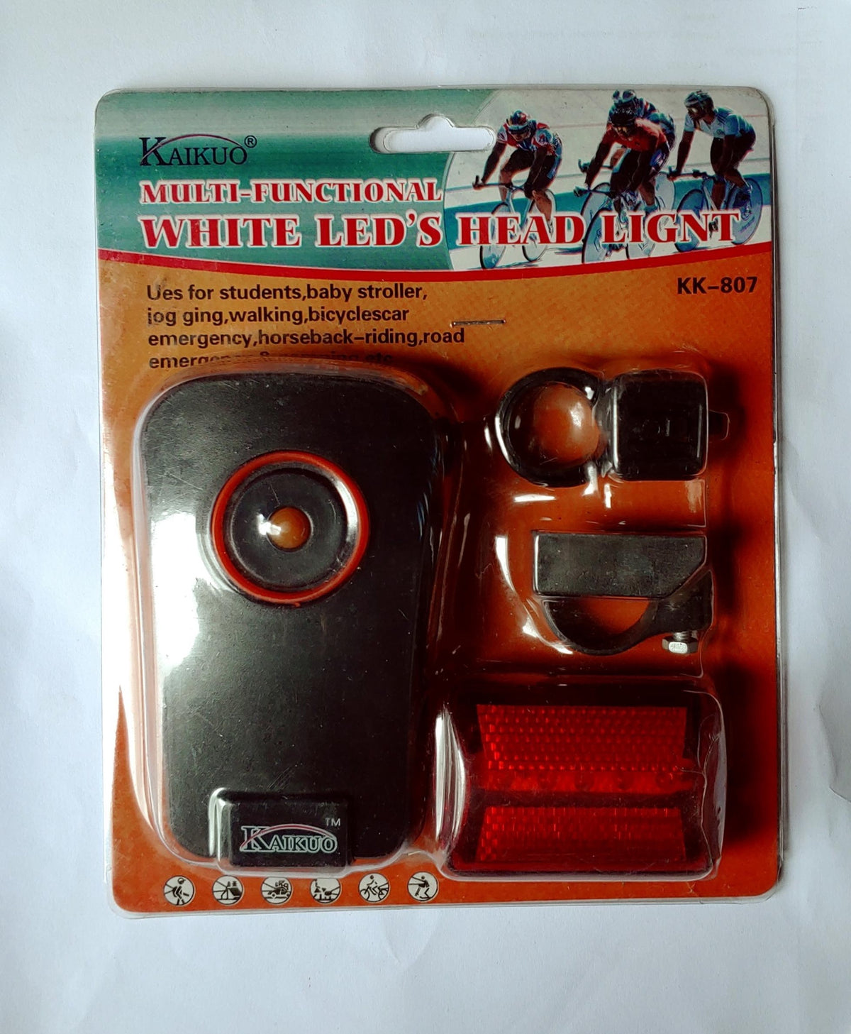 KAIKUO Bicycle Light LED KK-807 Wht MULTI-FUNCTIONAL
