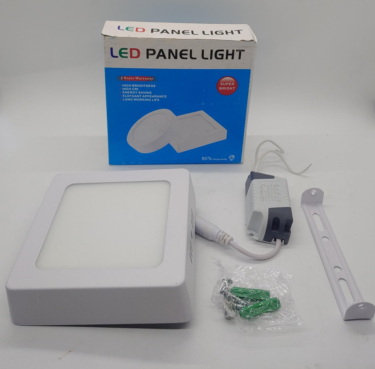 SUPER BRIGHT Light LED Panel 6W Sq Wh Surface
