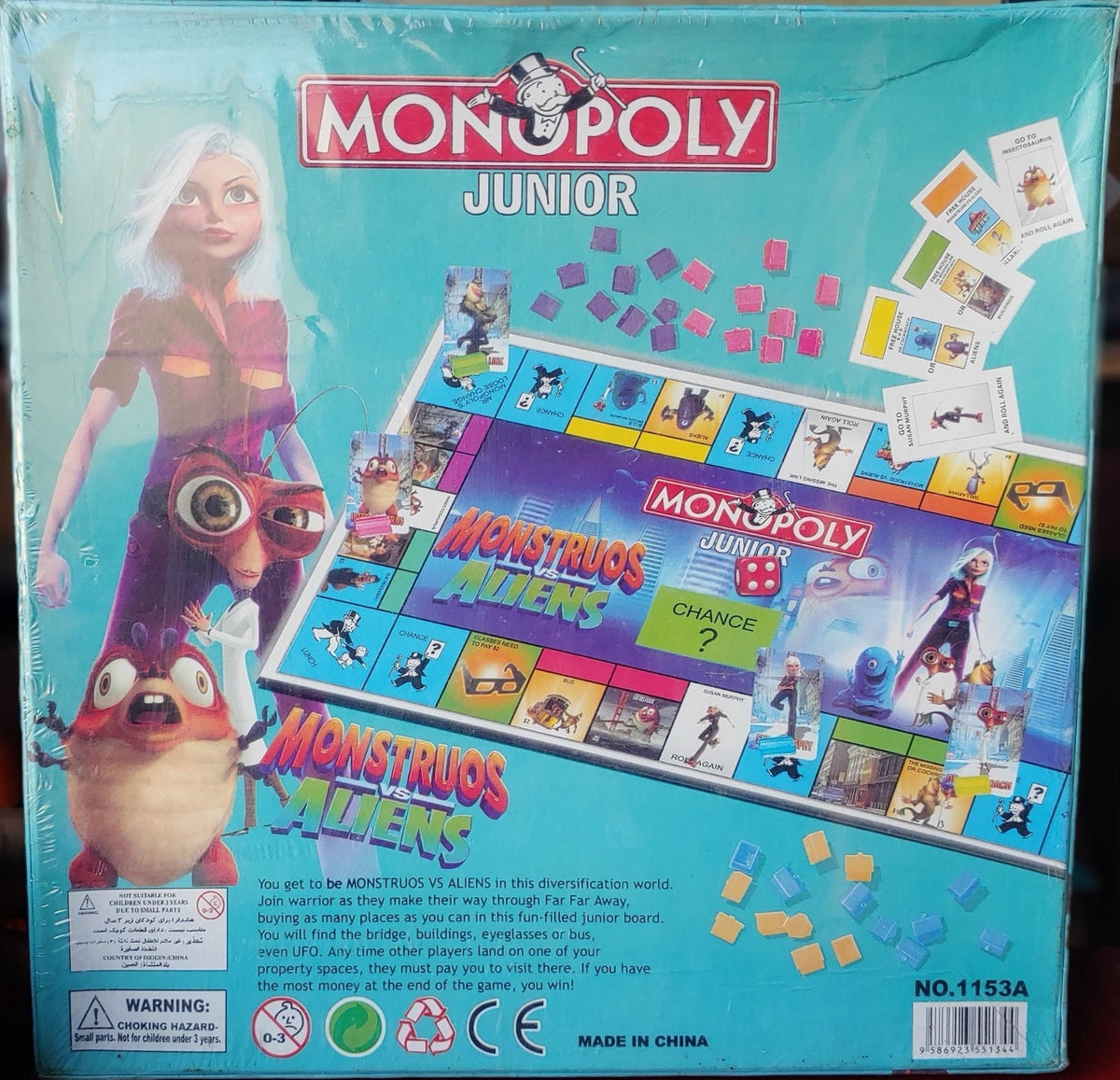 GENERIC Toy Game Board Monopoly Junior Monstruos Vs Aliens 1153A