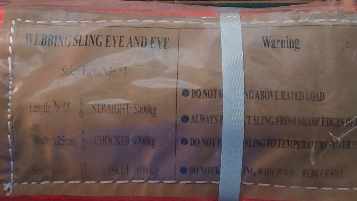 Webbing Sling Eye and Eye Red 3MX125MM