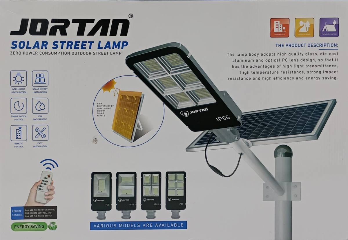 JORTAN Light Solar Street LED 300W JT-YS-300W with Pole