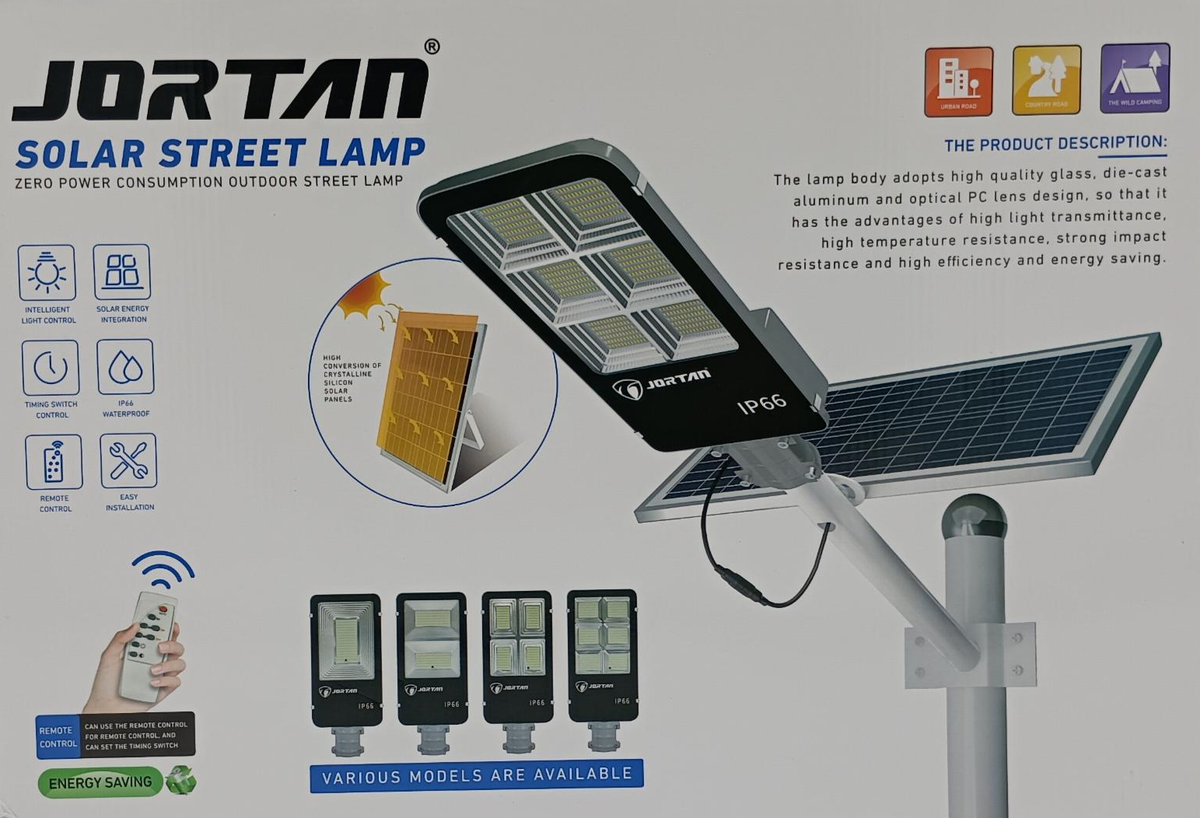 JORTAN Light Solar Street LED 400W JT-YS-400W with Pole