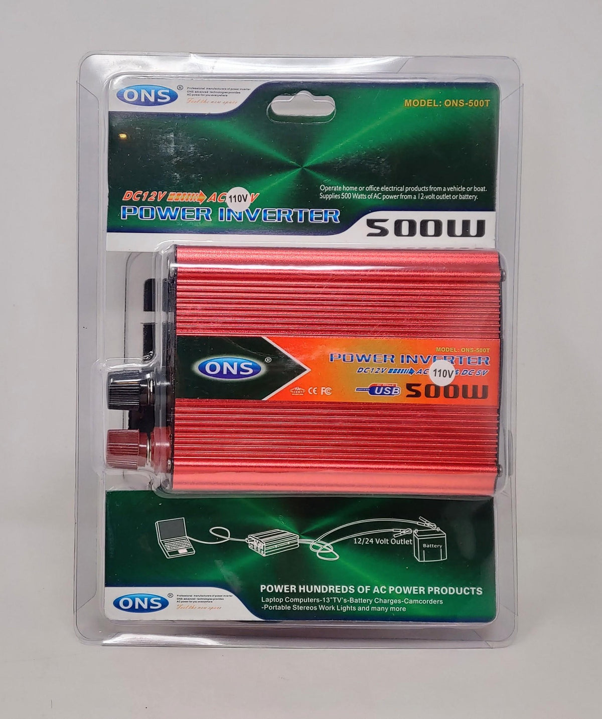 Inverter ONS-500T 500W 12V-110V with USB