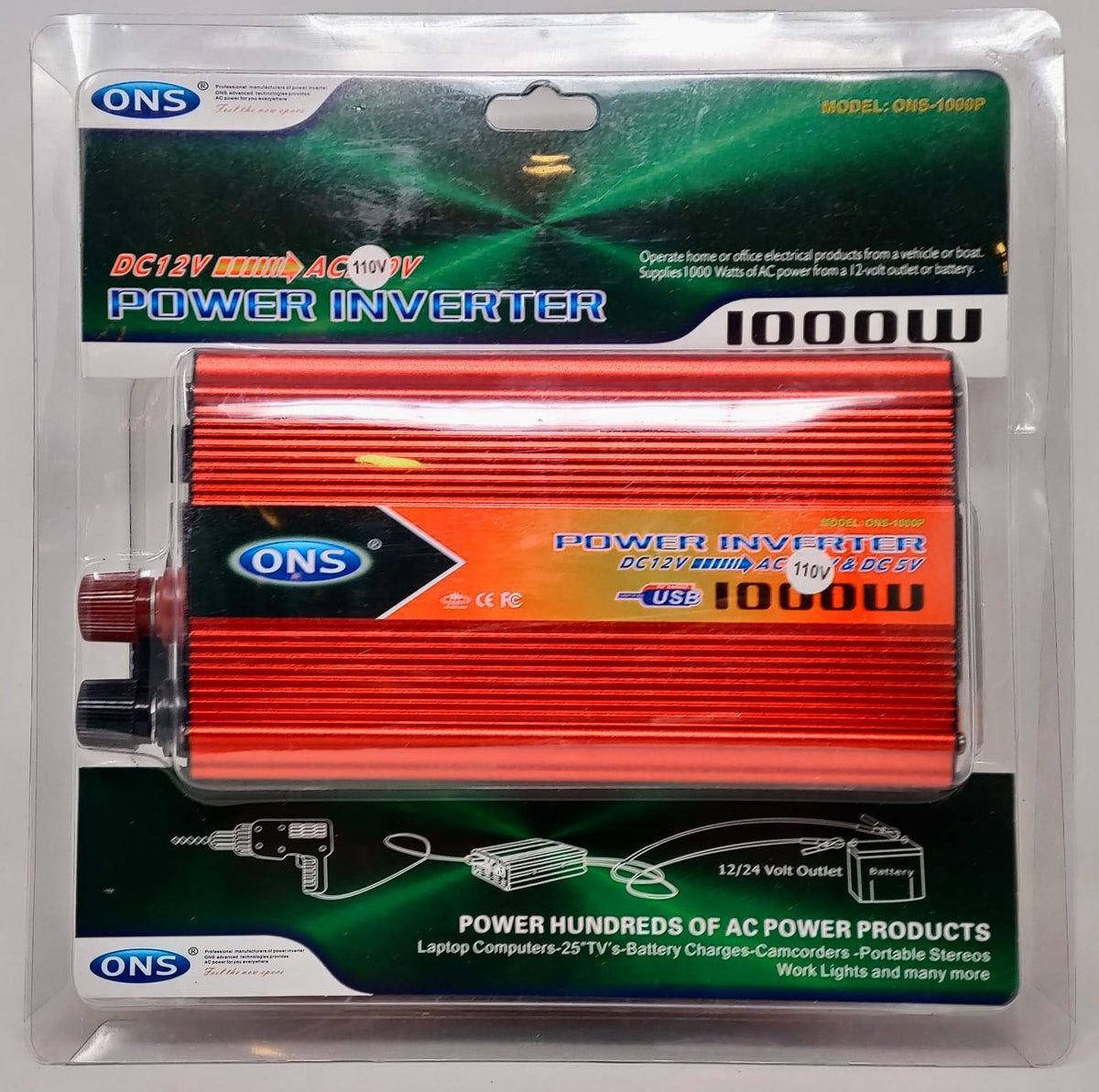 Inverter ONS-1000P 1000W 12V-110V with USB