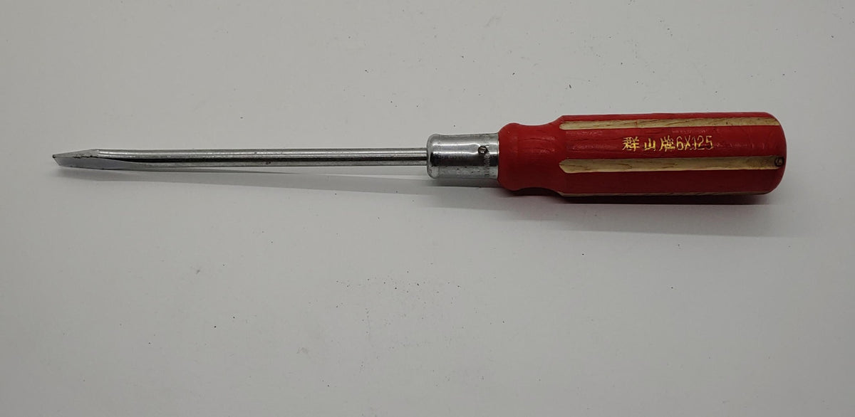 Screwdriver 6" X 125 Flat Wood Handle Red