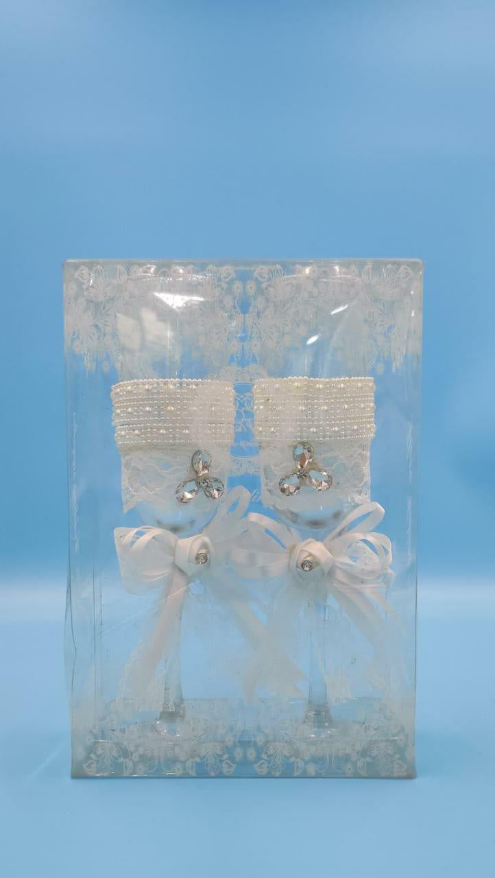 Glass 2PCS W/LACE Love Wedding Supply
