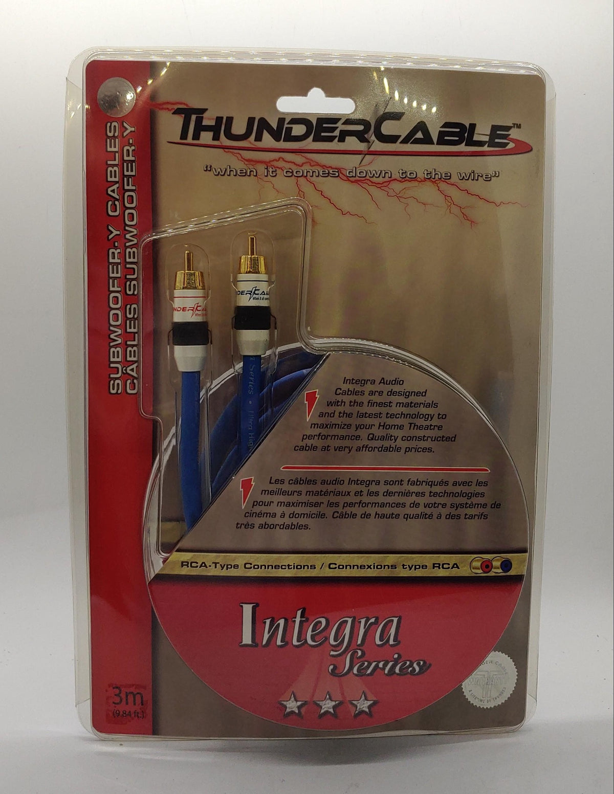 THUNDER CABLE Lead 1 Rca Male to 2 Rca Male 9.75' ISUB-Y3M Thunder