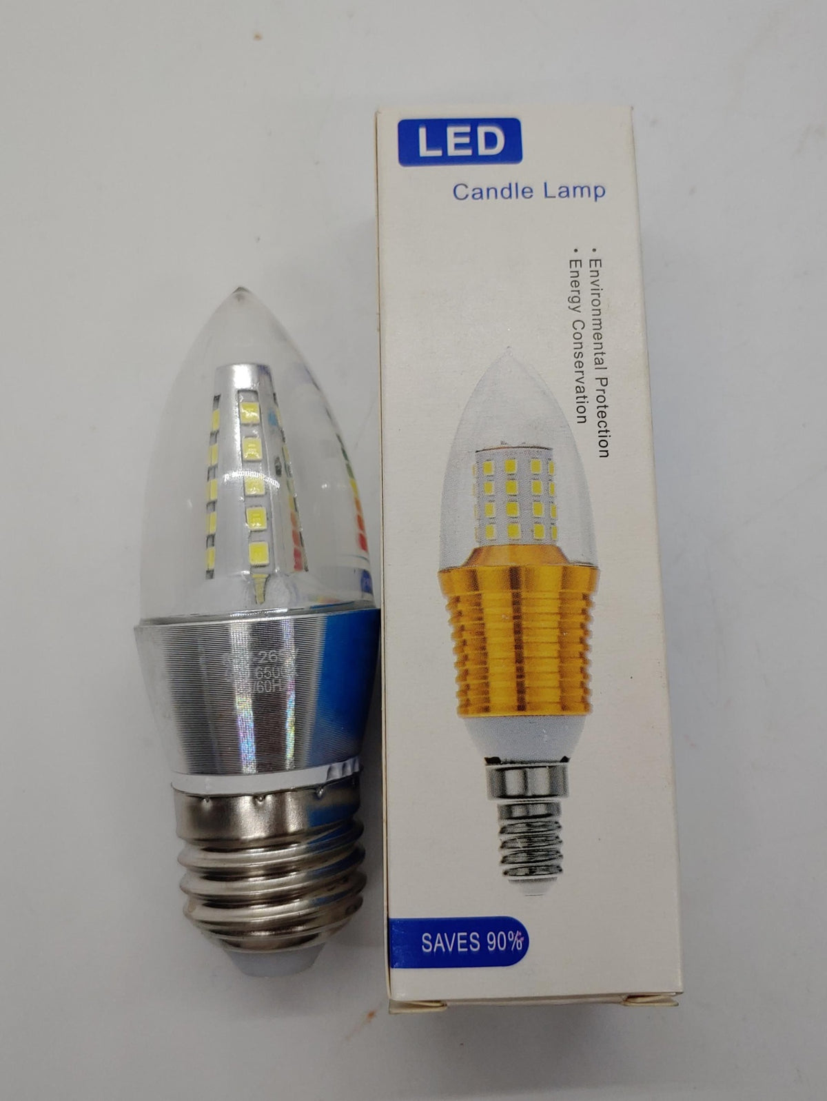 Bulb LED 5W 85-265V E27 Candle Lamp Silver Bottom