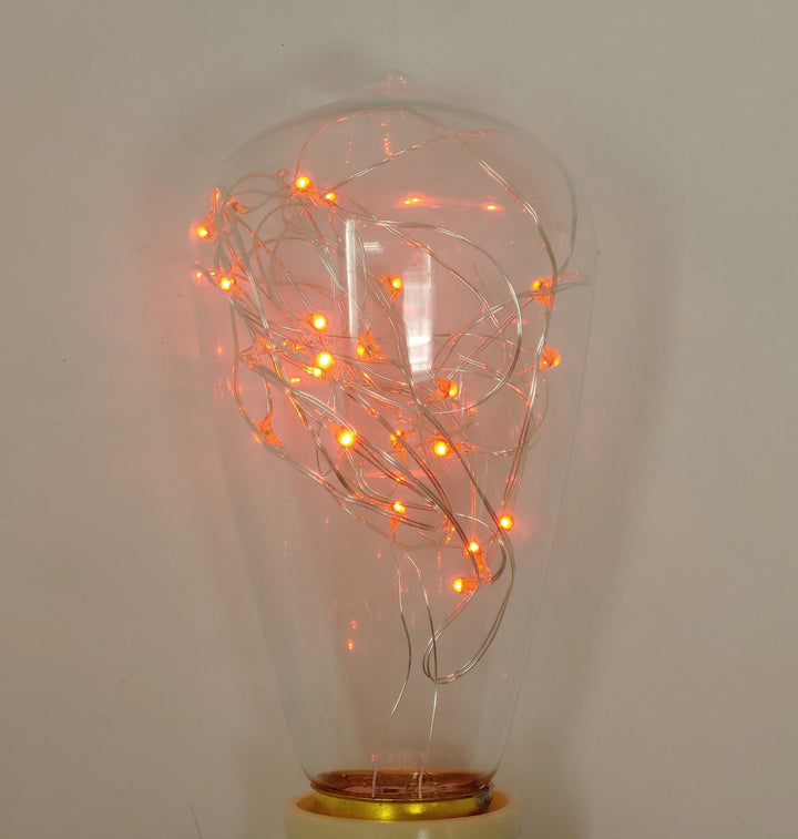 Bulb LED Med Coloured W/STRING Inside Oval / Blue / Red / Red / Yellow / Green / Red / Yellow