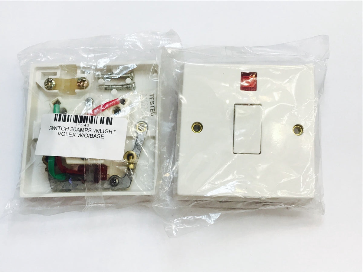 Switch 20AMPS W/LIGHT Volex W/O/BASE