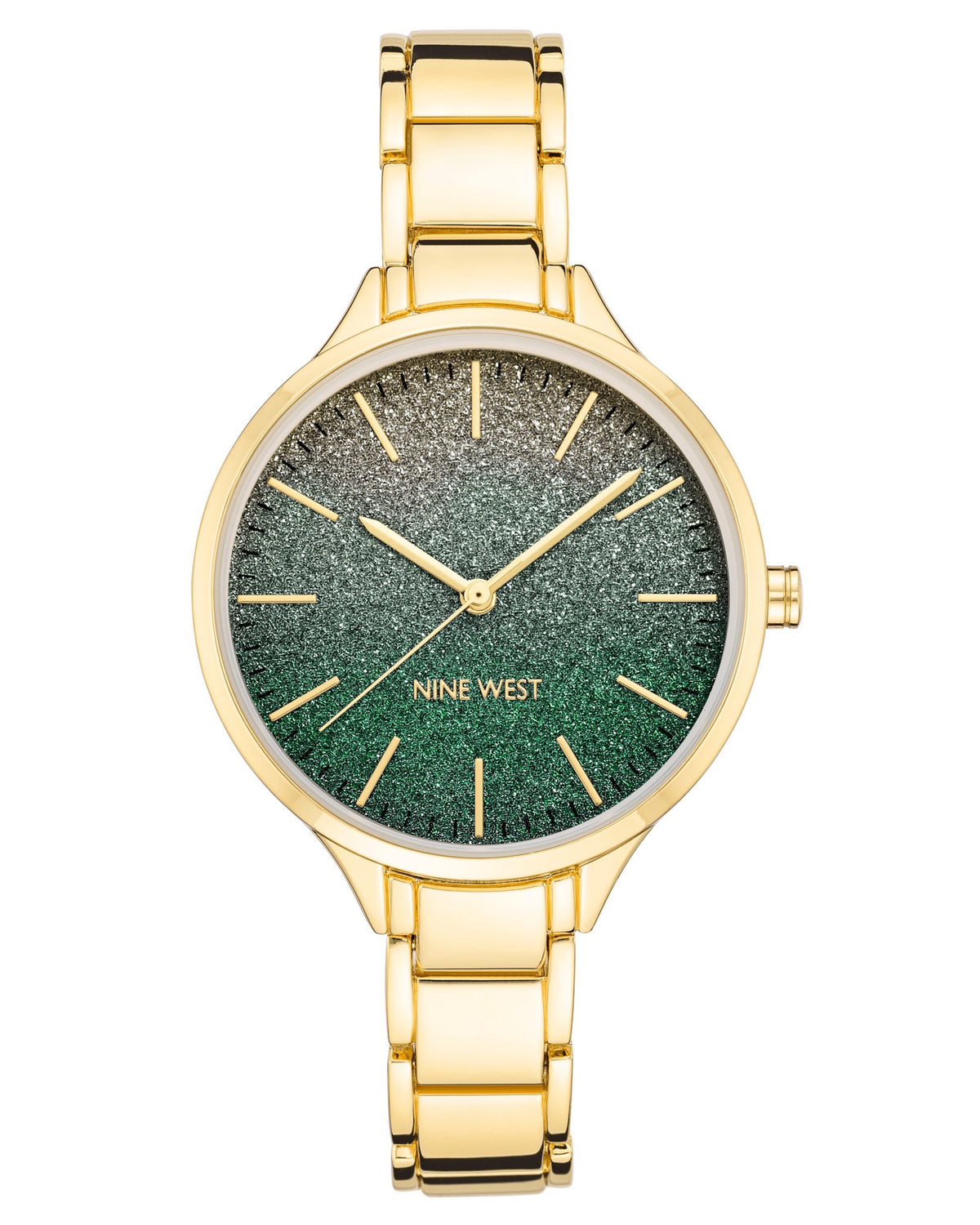NINE WEST Watch Women Bracelet Green Sparkle Dial 2336GNGB
