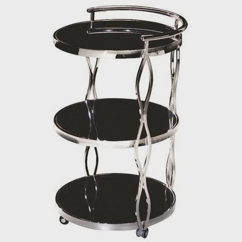 Table Metal Serving Trolley P1671-0002 Black and Silver