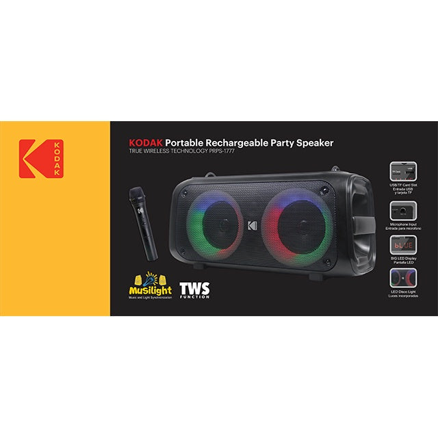 KODAK Speaker Box 4" Dual PRPS1777 Party Rechargeable